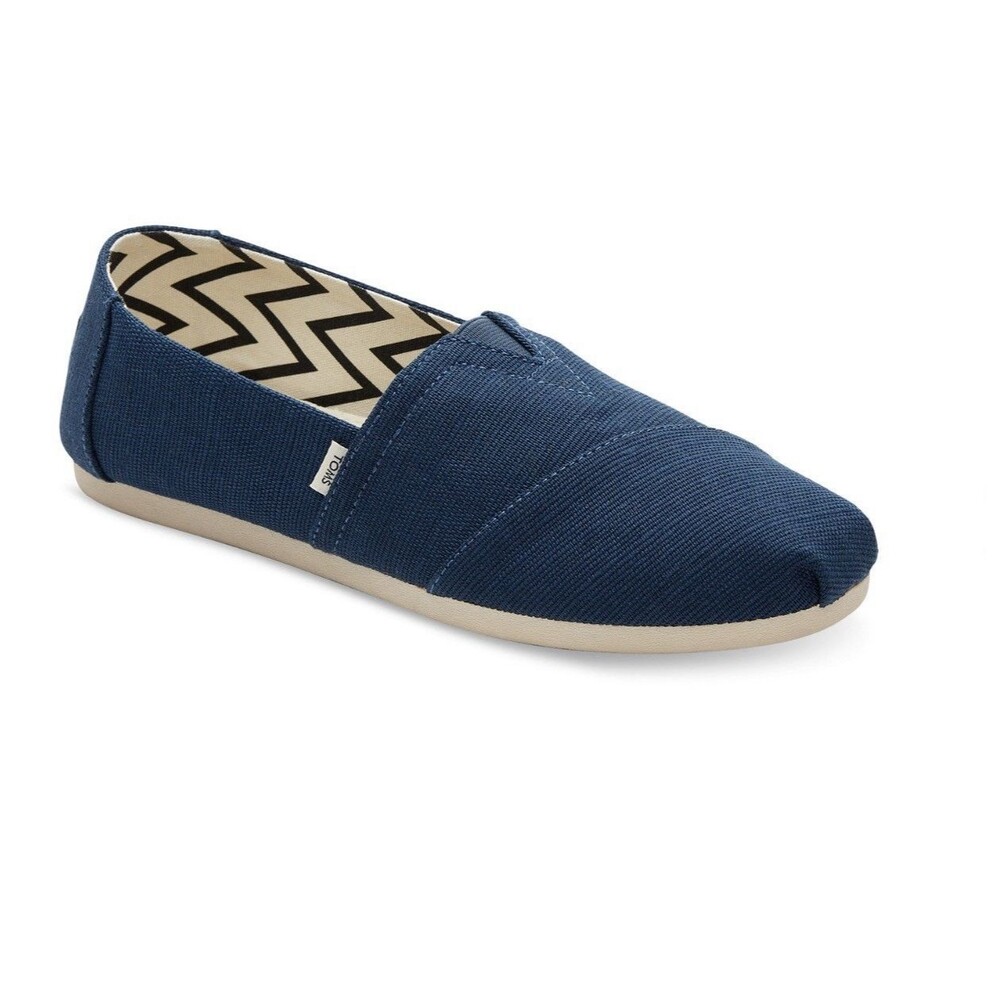 TOMS Women's Alpargata Majolica Blue  Heritage Canvas Slip-On Flats Navy SZ 6